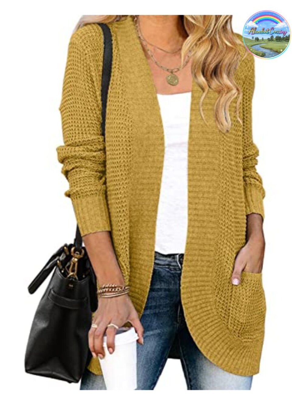 Women's Open Front Chunky Knit Cardigan Long Sleeve Draped Sweater Coat